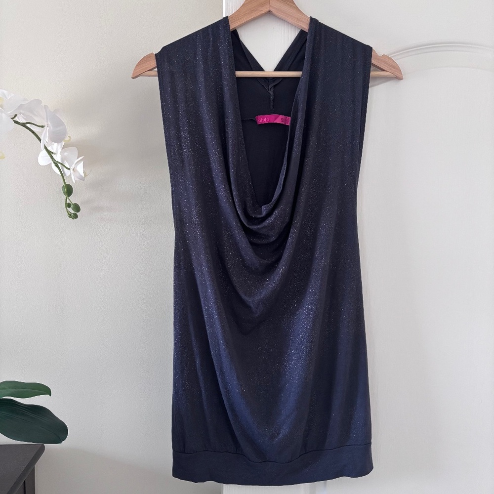 Talula Made In Canada Charcoal Shimmer Cowl Neck Tank Top Women’s Size Small